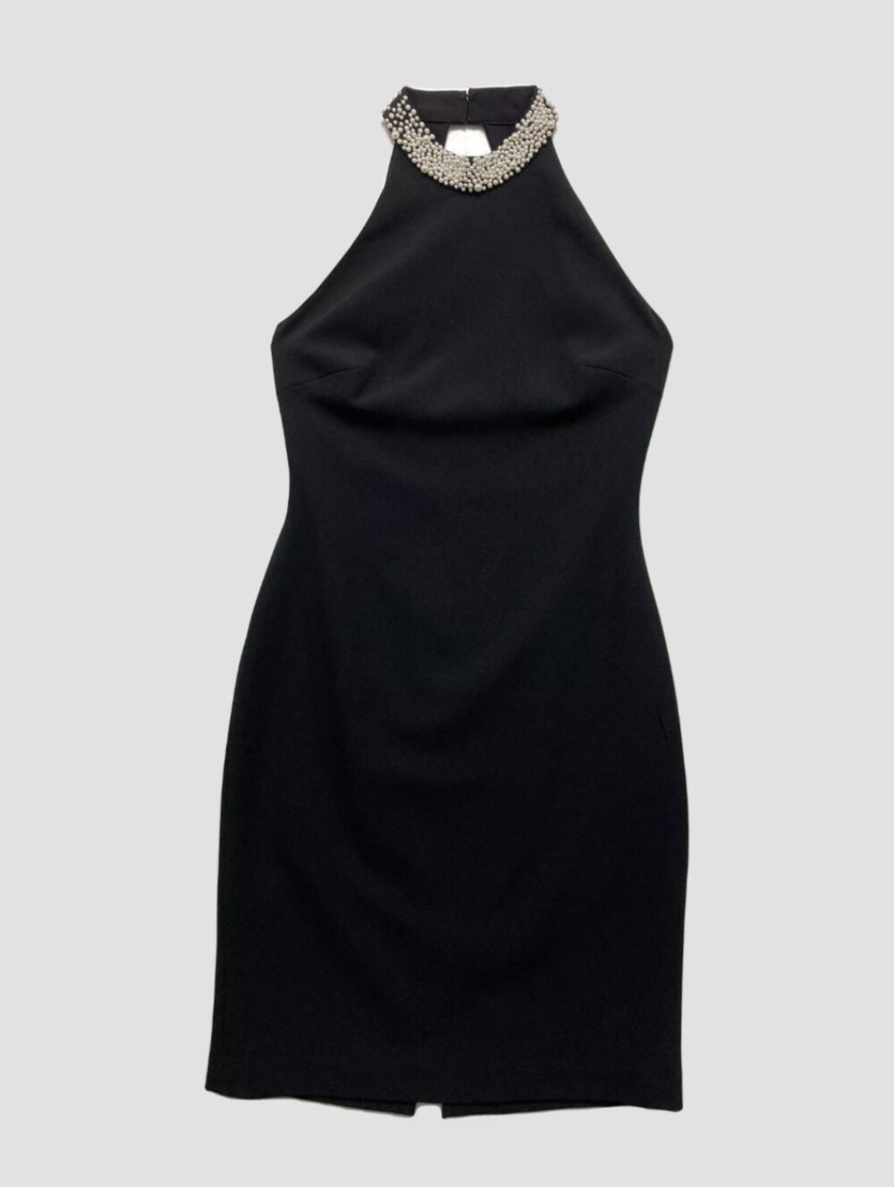 Karl Lagerfeld Black Halter Dress with Beaded Collar